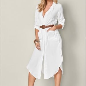 Venus Belted Midi Shirt Dress (NWOT)